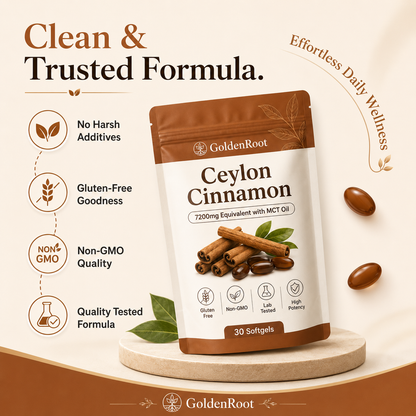 GoldenRoot Ceylon Cinnamon 7200mg Equivalent with MCT Oil