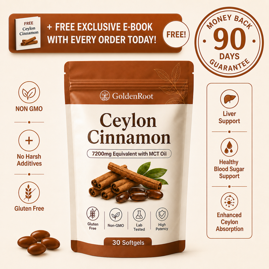 GoldenRoot Ceylon Cinnamon 7200mg Equivalent with MCT Oil